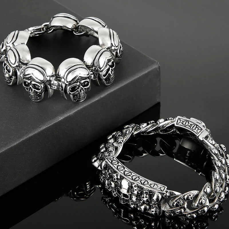 Bracelet Pirate Rouages et Crane