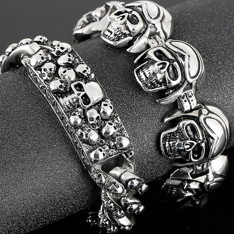 Bracelet Pirate Rouages et Crane