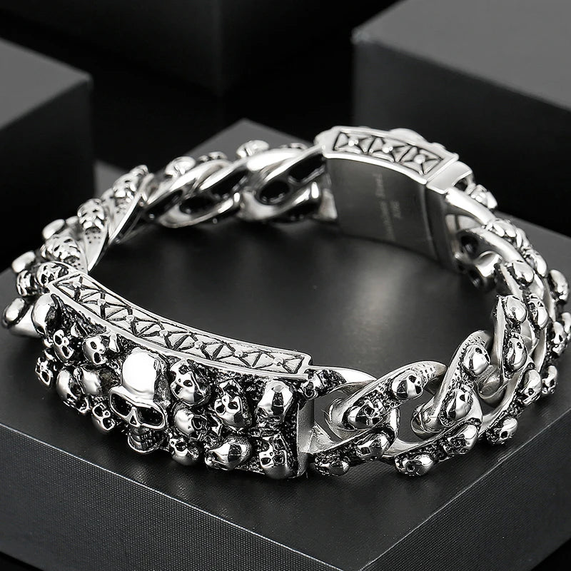 Bracelet Pirate Rouages et Crane