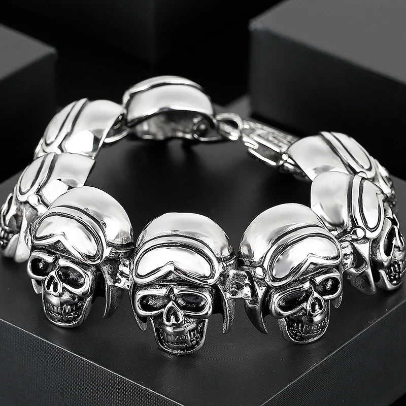 Bracelet Pirate Rouages et Crane