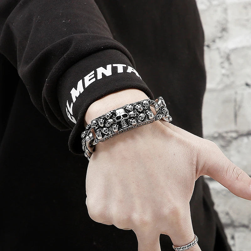Bracelet Pirate Rouages et Crane
