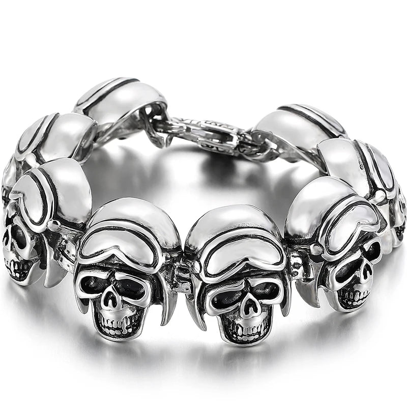 Bracelet Pirate Rouages et Crane