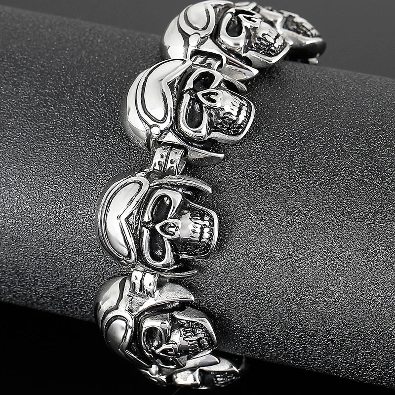 Bracelet Pirate Rouages et Crane