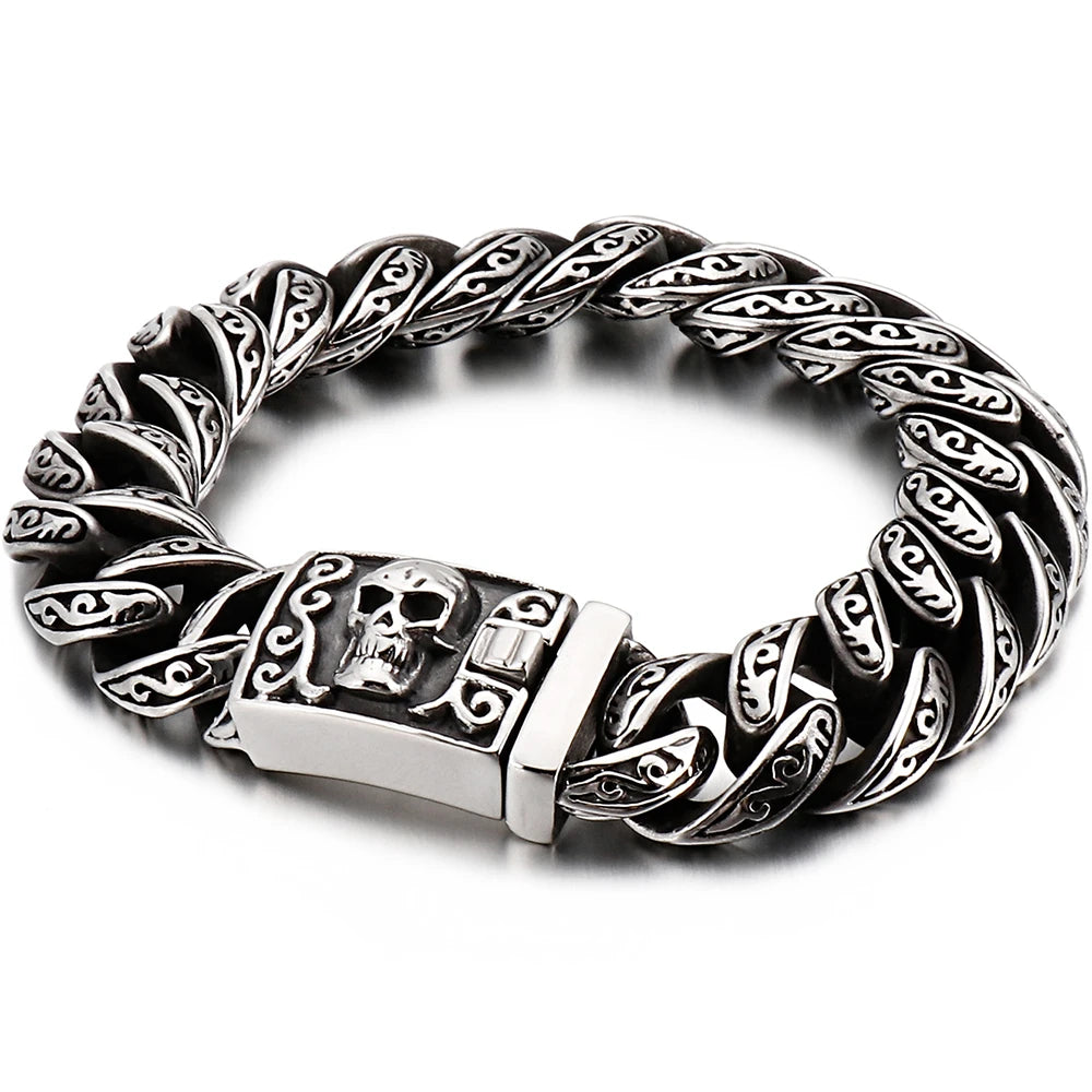 Bracelet Pirate Rouages et Crane