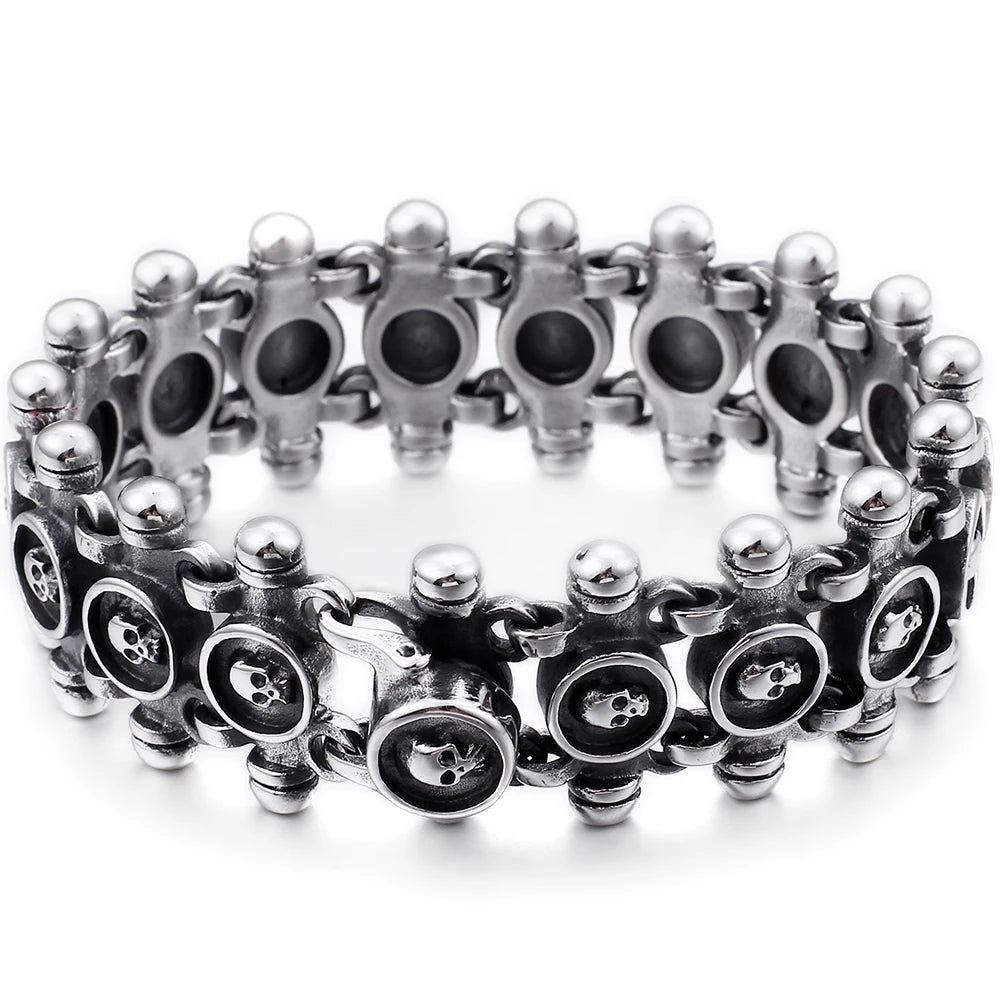 Bracelet Pirate Rouages et Crane
