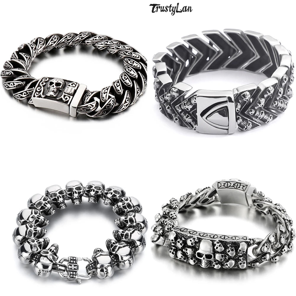 Bracelet Pirate Rouages et Crane