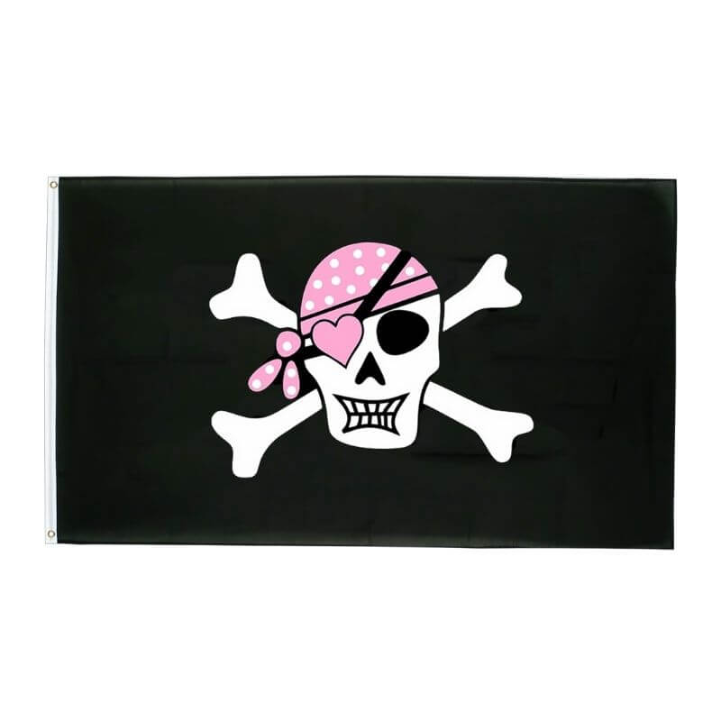 Drapeau pirate Souveraine Rose - fourreau 2 oeillets