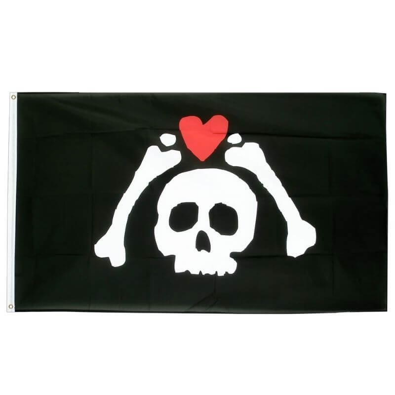 Drapeau pirate Cœur Arraché - fourreau 2 oeillets