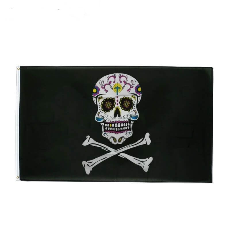 Drapeau pirate Calavera Pirate - fourreau 2 oeillets