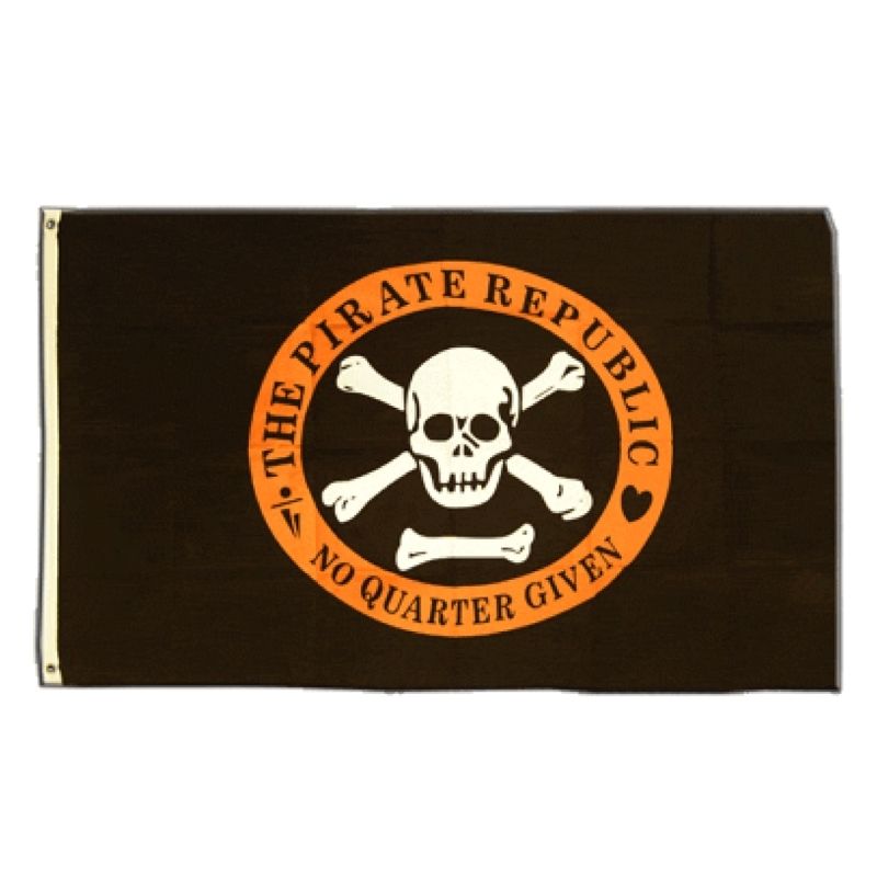 Drapeau pirate Merci Refusé - fourreau 2 oeillets