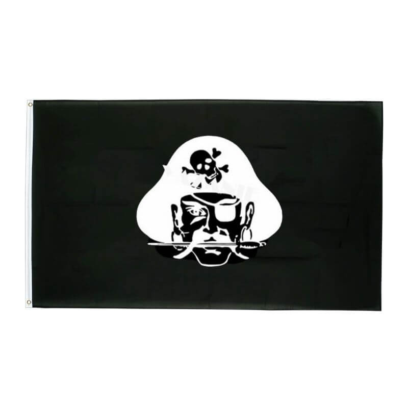 Drapeau pirate Vagabond Noir - fourreau 2 oeillets