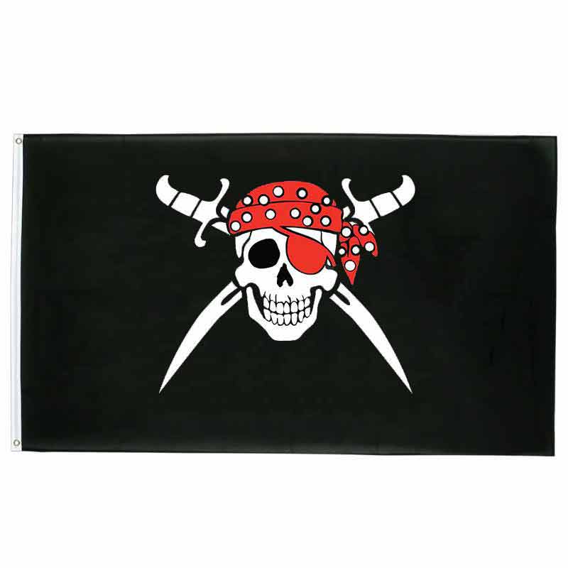 Drapeau pirate Soie Sanglante - fourreau 2 oeillets