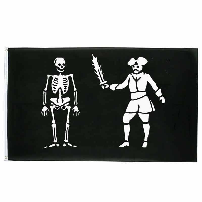 Drapeau pirate Bartholomew Roberts - fourreau 2 oeillets