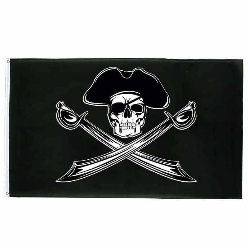 Drapeau pirate Chapeau Mortuaire - fourreau 2 oeillets