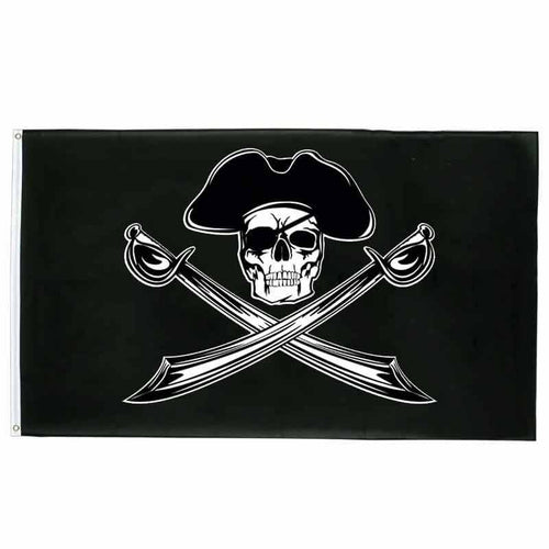 Drapeau pirate Chapeau Mortuaire - fourreau 2 oeillets