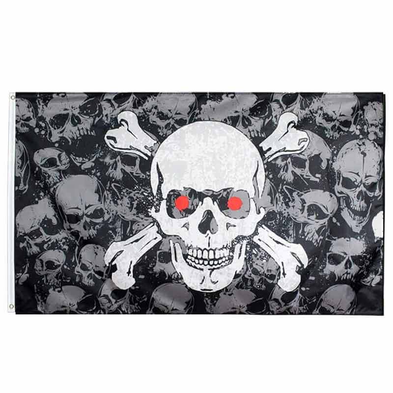 Drapeau pirate Crâne Souverain - fourreau 2 oeillets