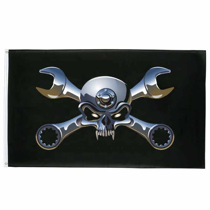 Drapeau pirate Flibustier Chrome - fourreau 2 oeillets
