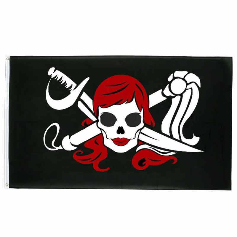 Drapeau pirate Sirène Noire - fourreau 2 oeillets